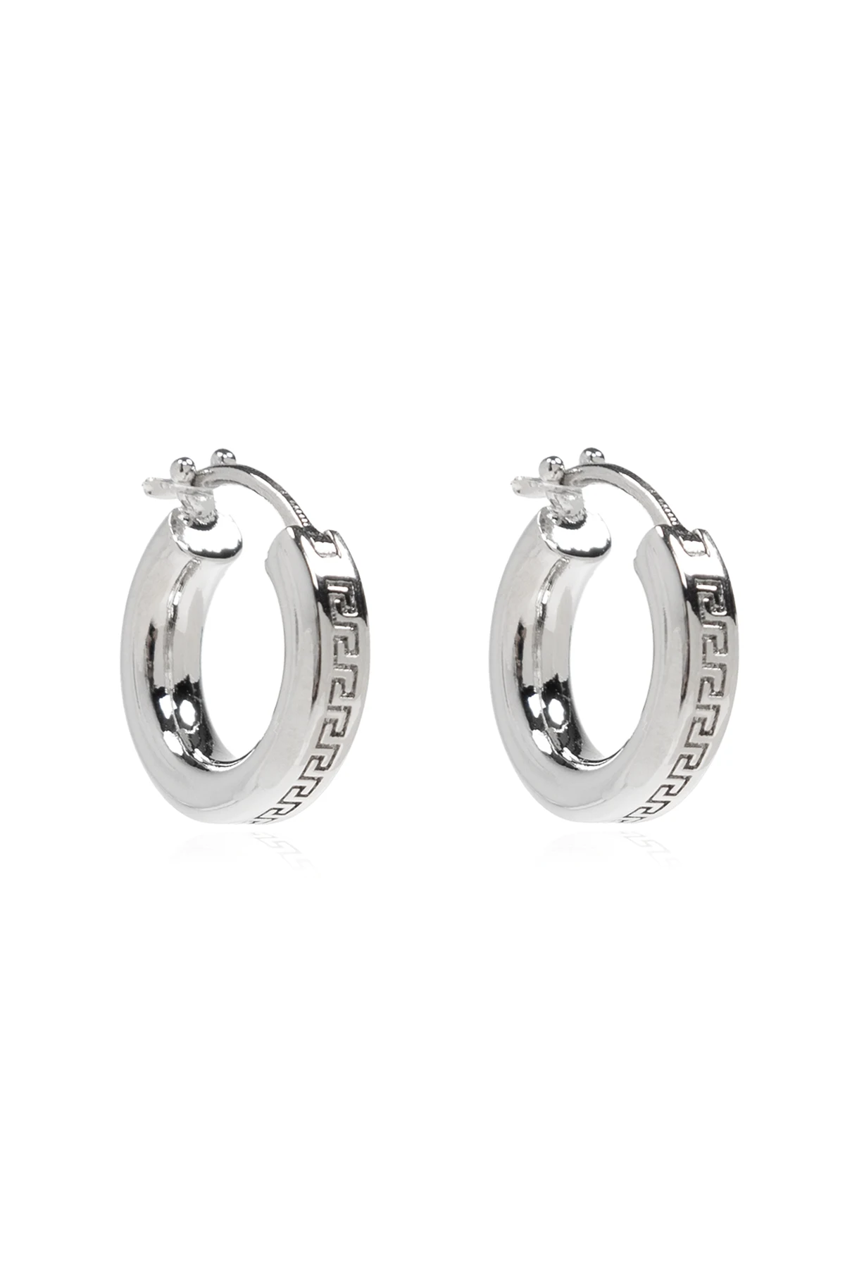 Okrągłe kolczyki z greckim wzorem