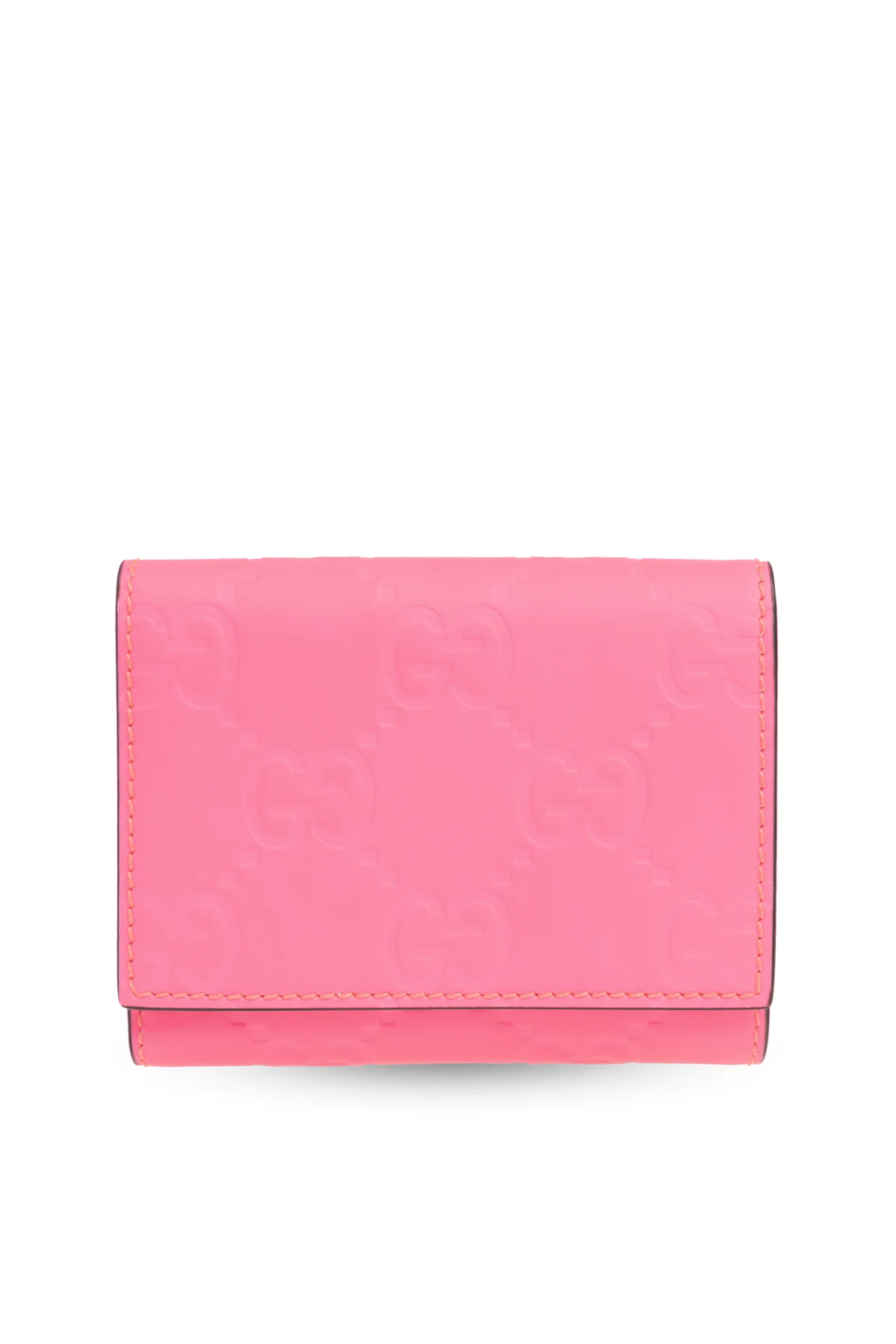 RÓŻOWY Skórzany portfel z logo