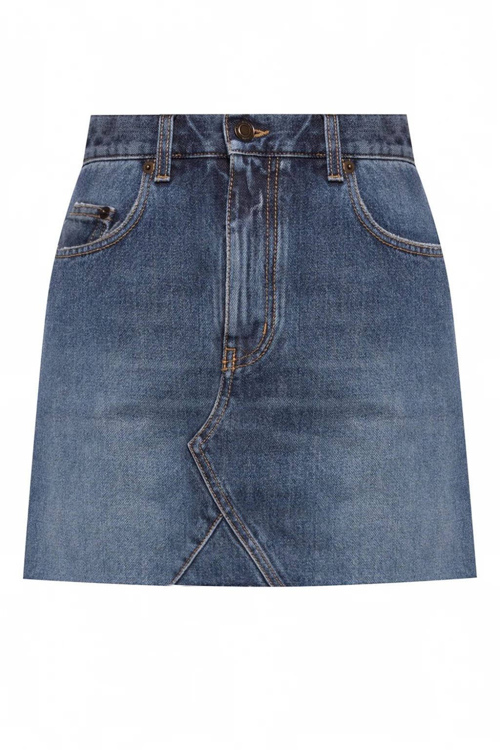 Raw hem denim skirt