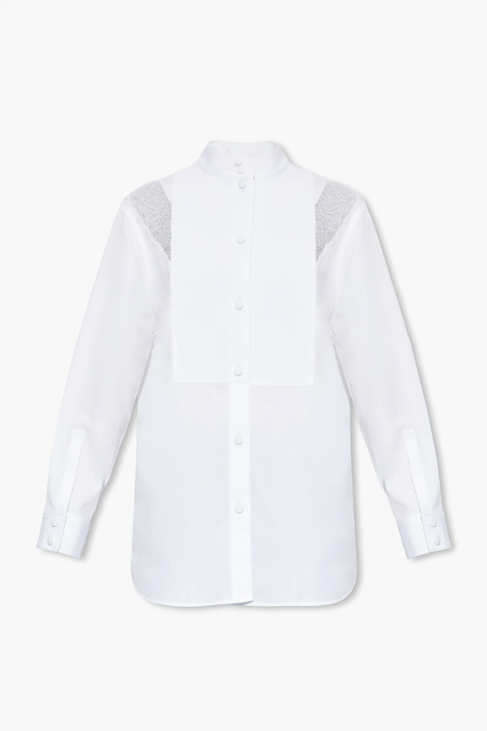 Shirt with lace inserts