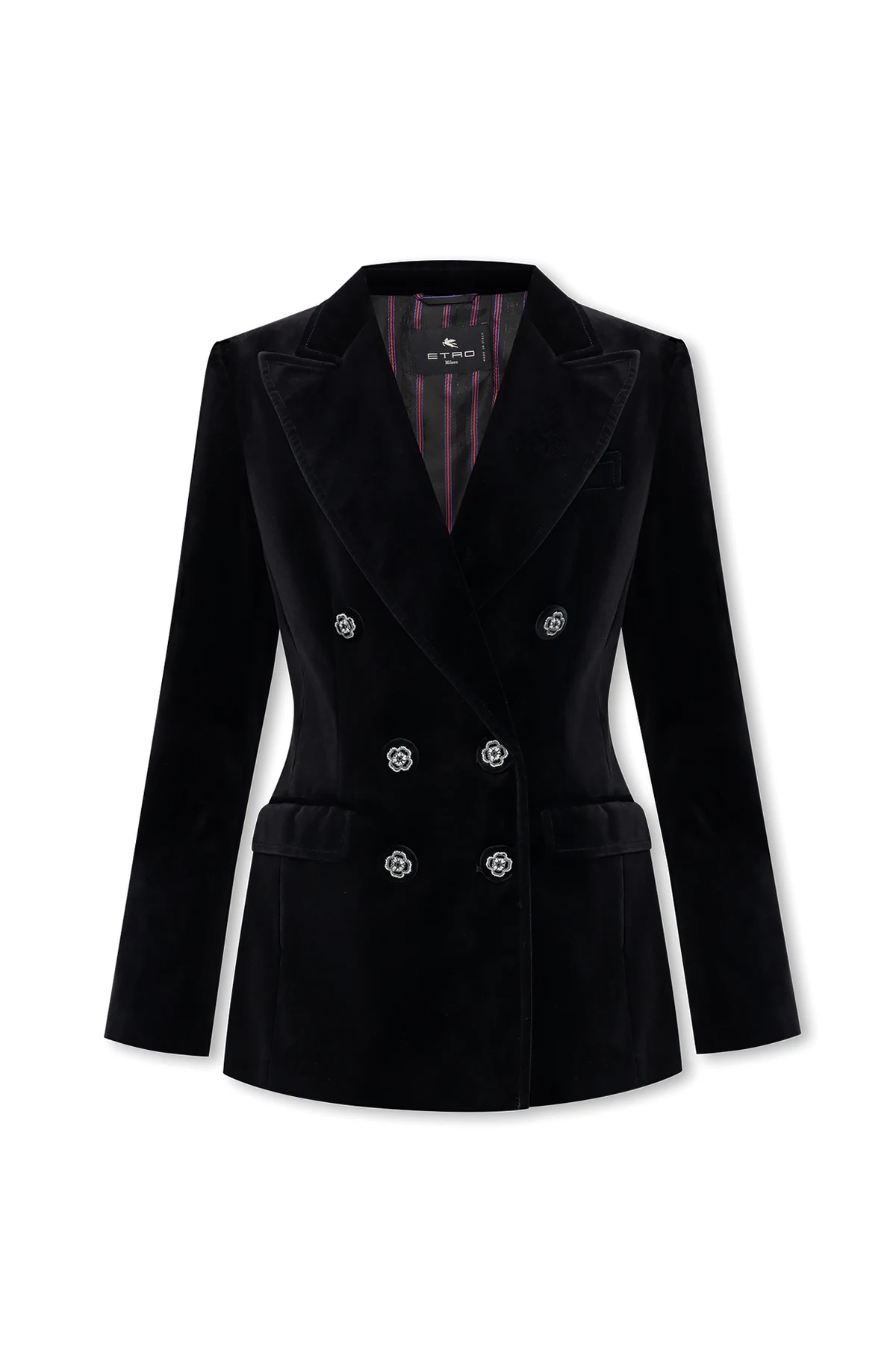 Double-breasted velvet blazer