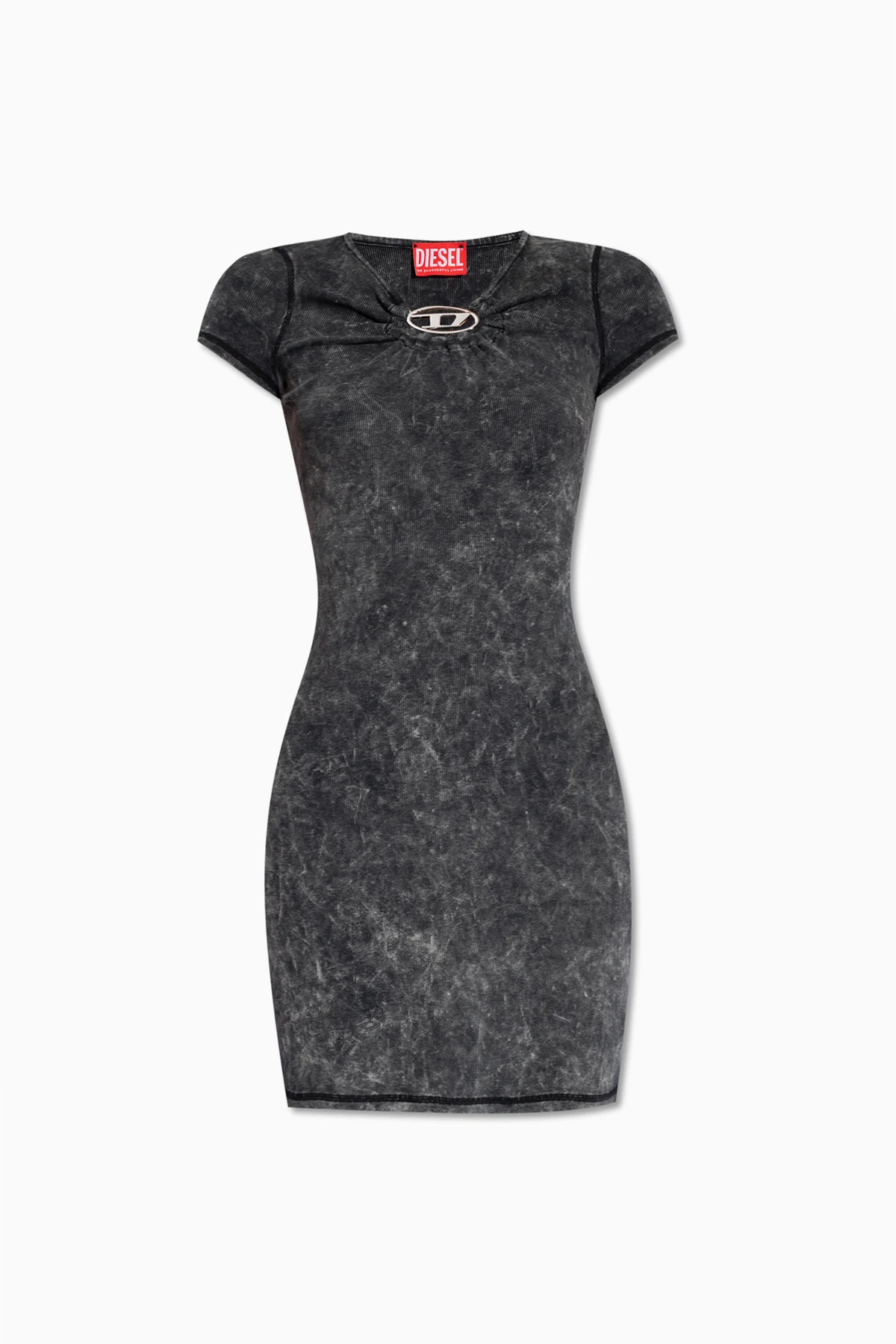 ‘D-CRESPE ribbed dress with logo
