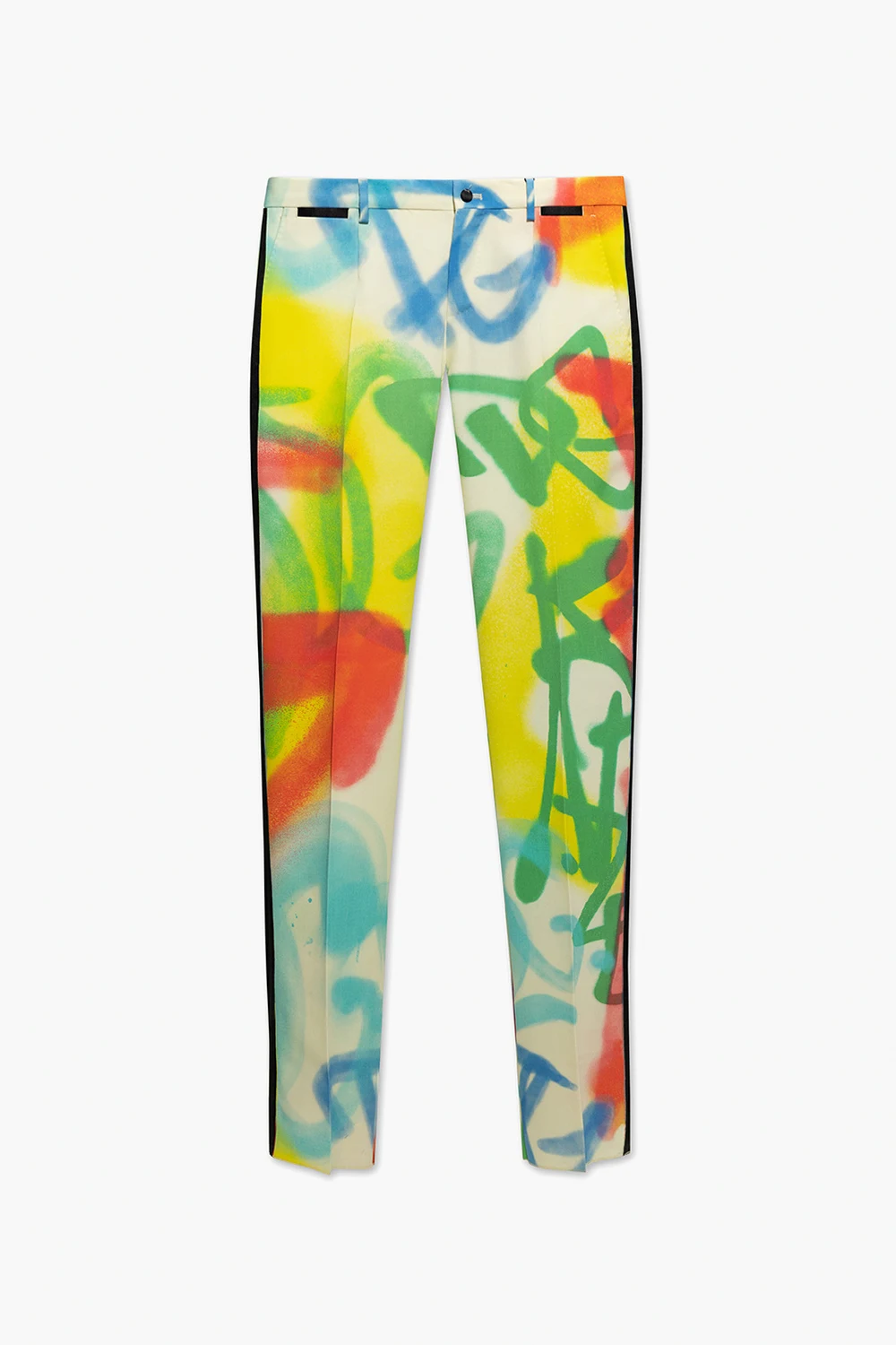 Patterned pleat-front trousers