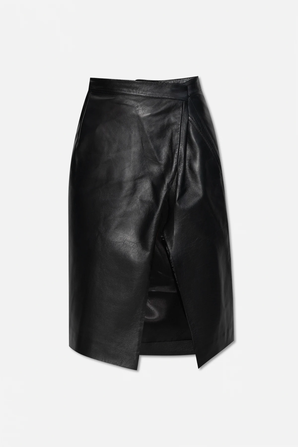 Asymmetric leather skirt