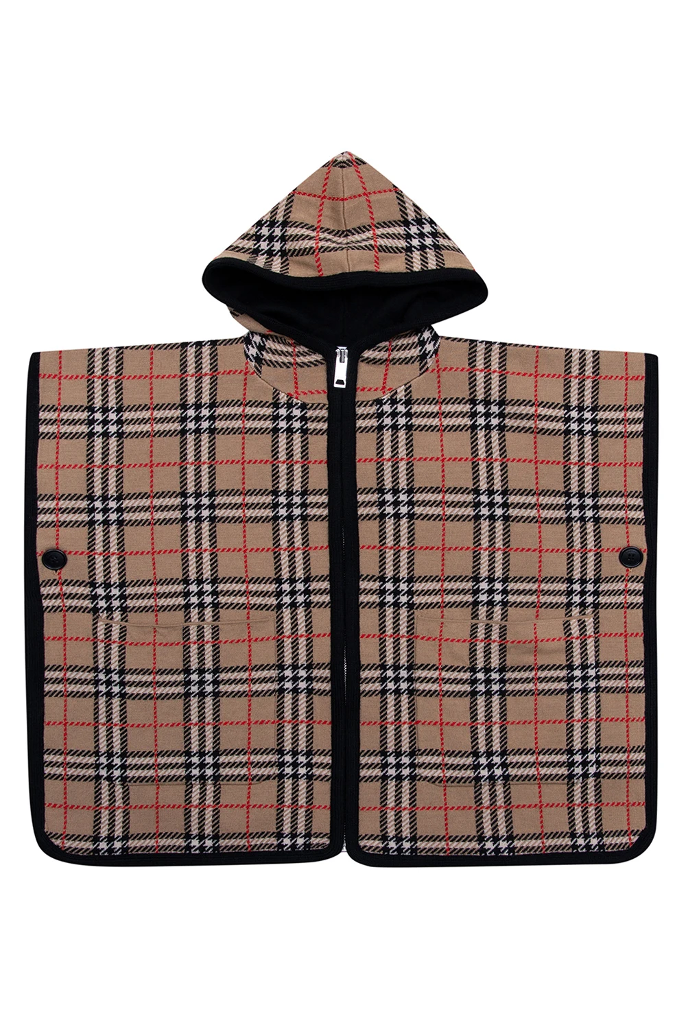 Wełniane ponczo z kapturem