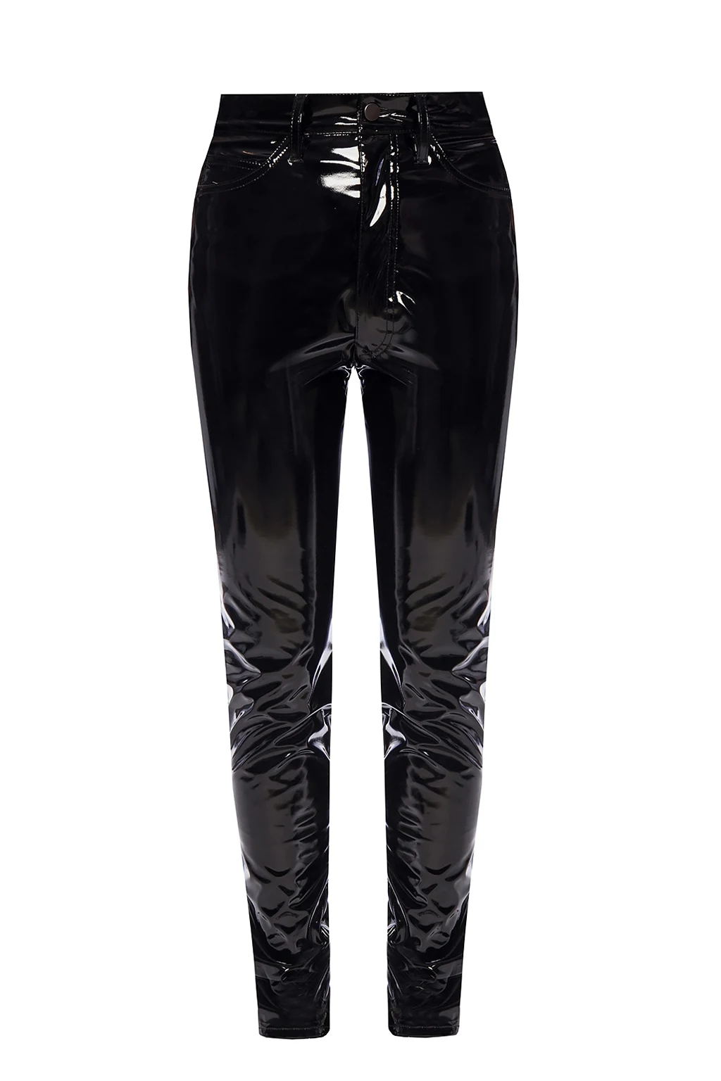 Lacquered trousers with pockets