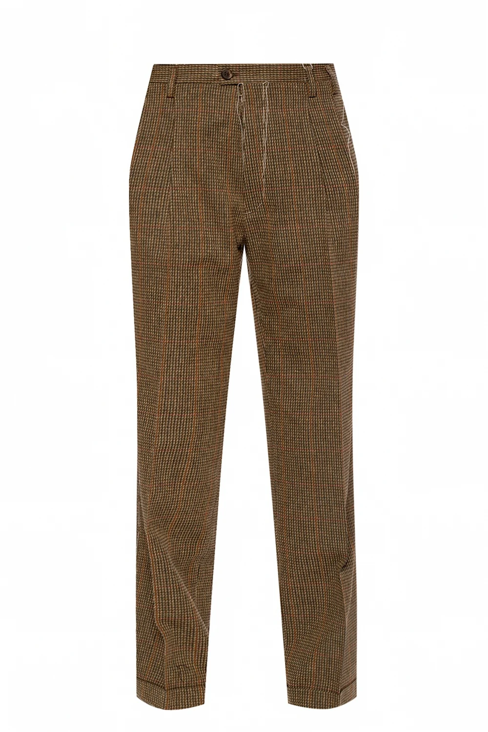 Patterned pleat-front trousers