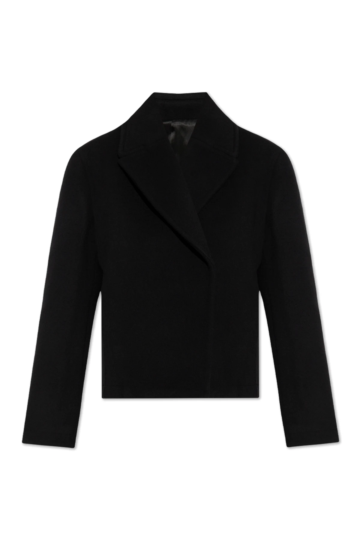 CZARNY Wełniana kurtka