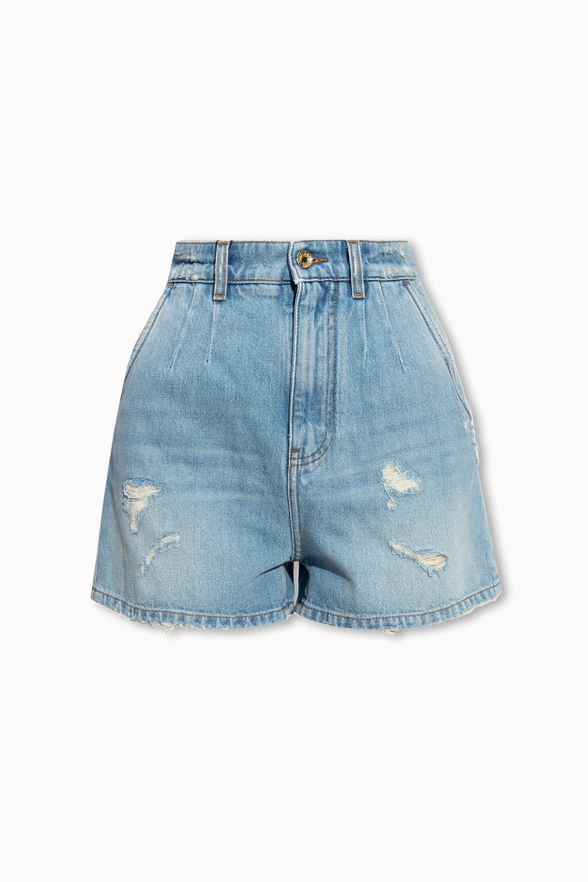 Distressed denim shorts