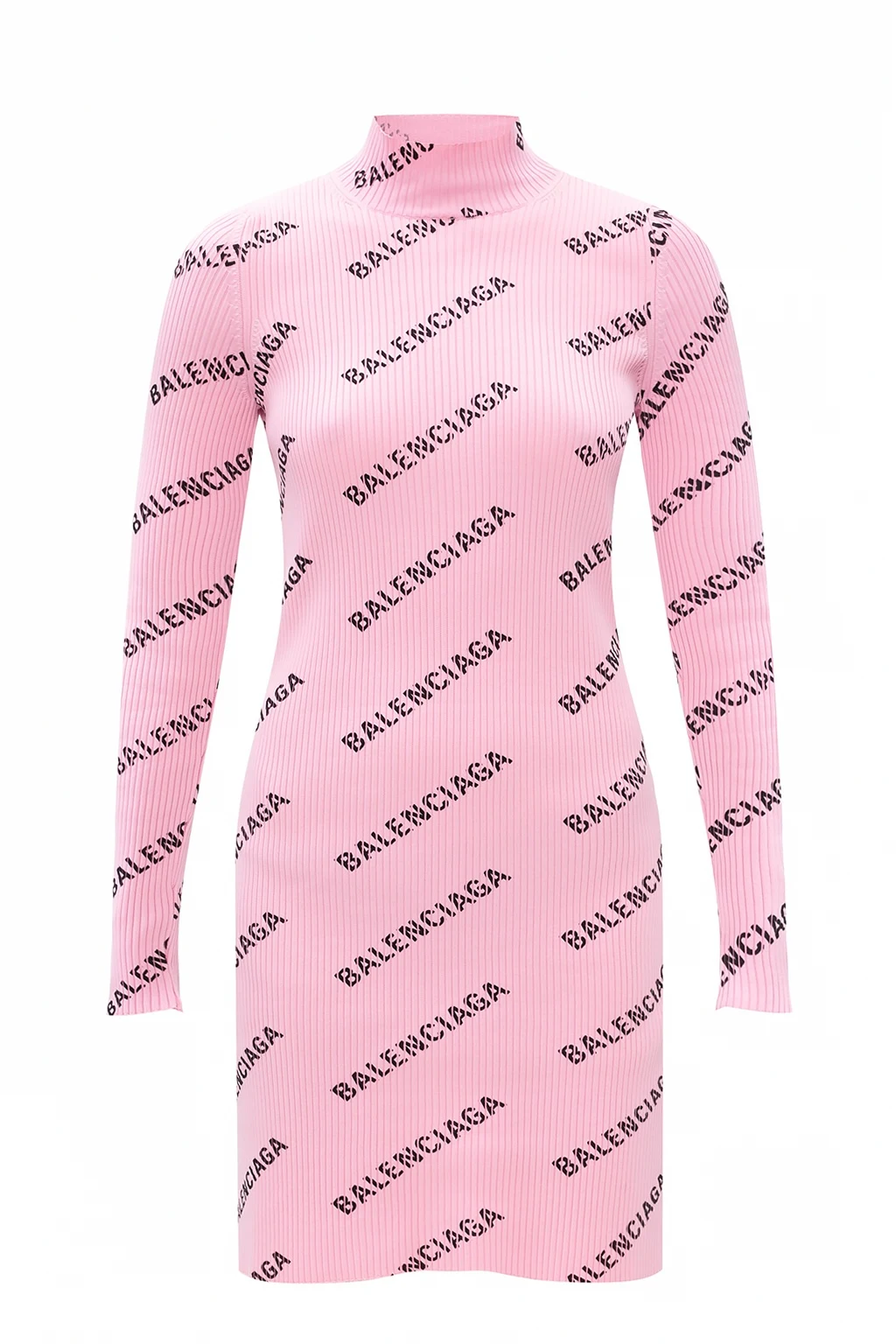Ribbed band collar dress