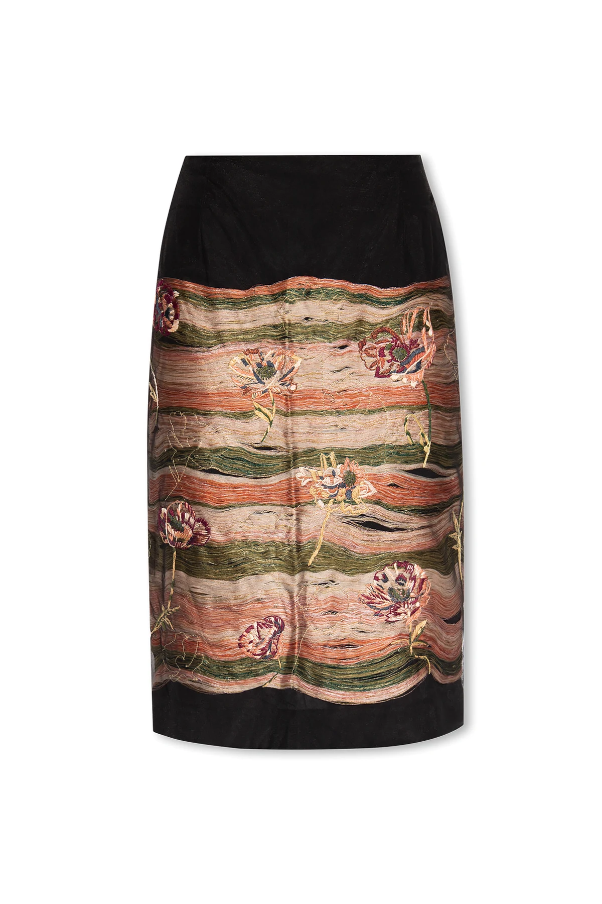 Embroidered silk skirt