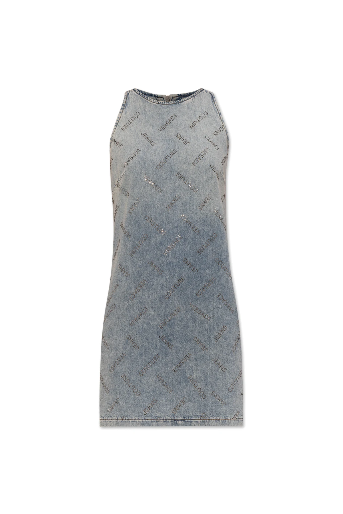 Jeansowa sukienka z połyskującymi aplikacjami