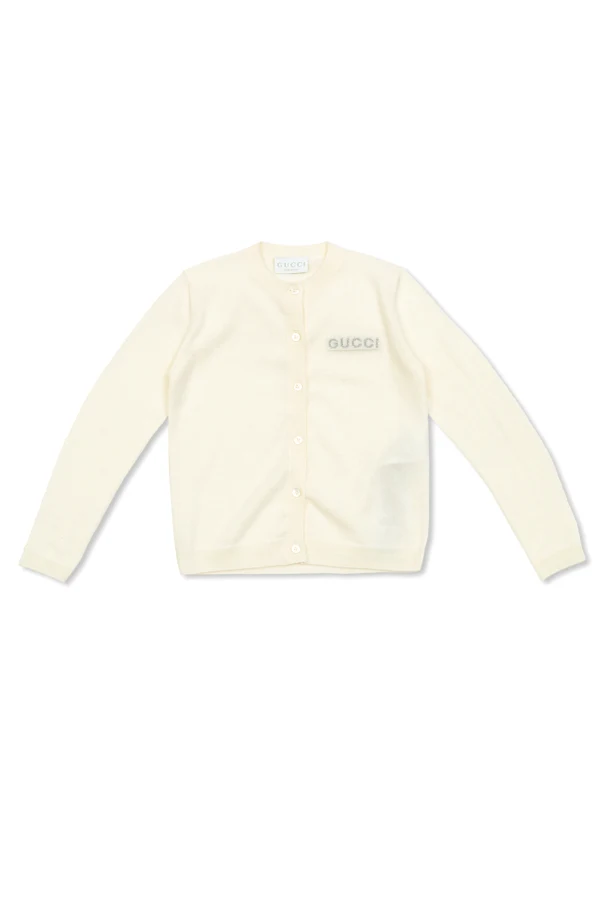 cream Cardigan with embroidered logo