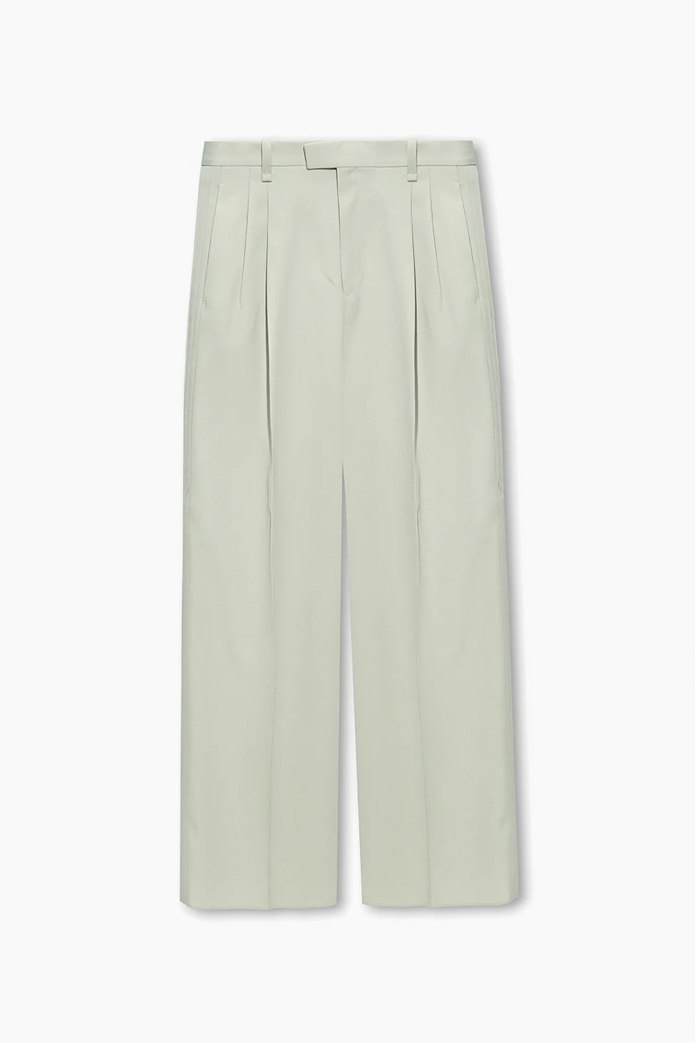 Wool pleat-front trousers