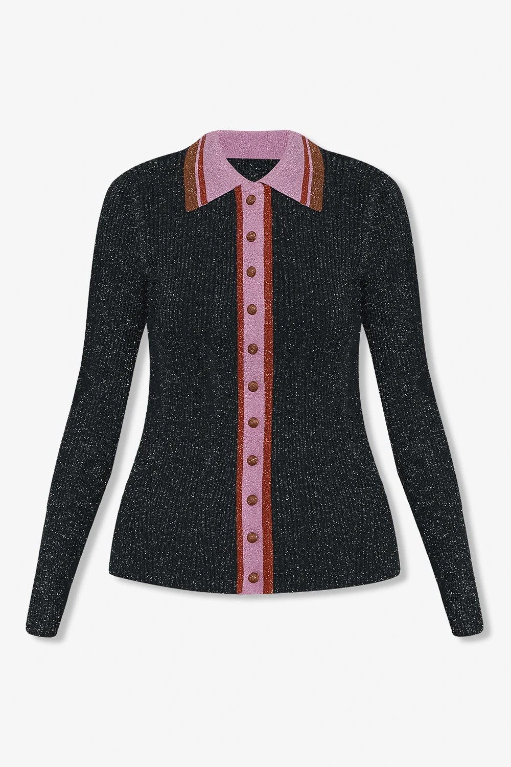 Połyskujący top z kołnierzem