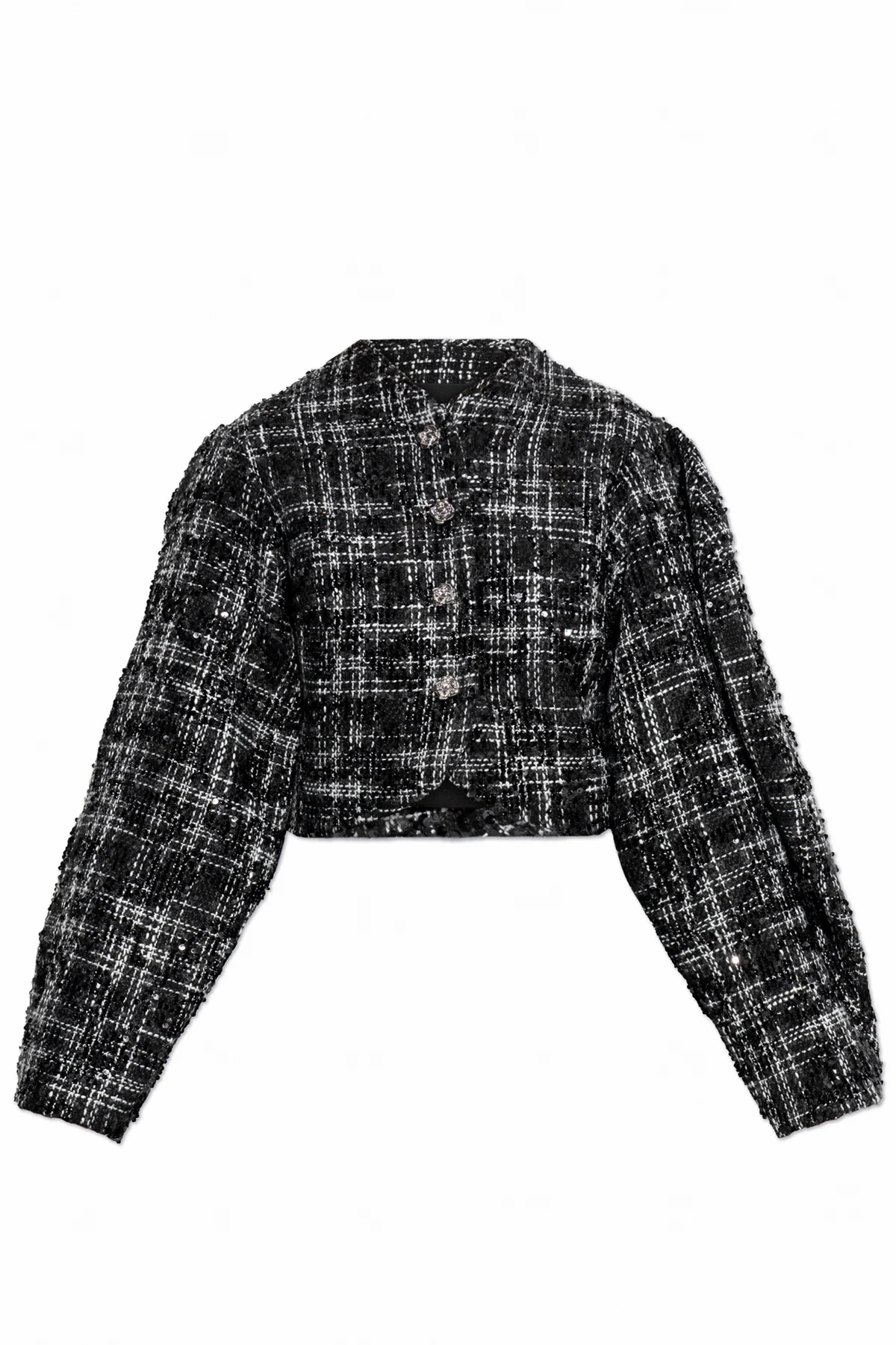 Tweed blazer with shimmering appliqués