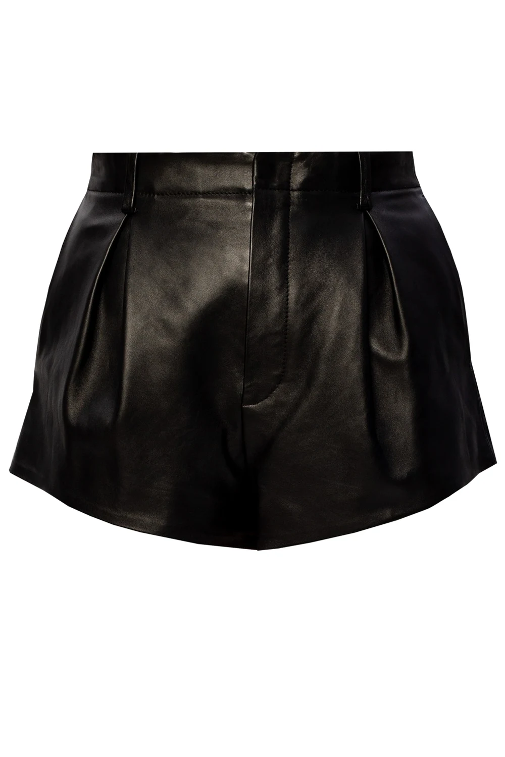 High-waisted leather shorts
