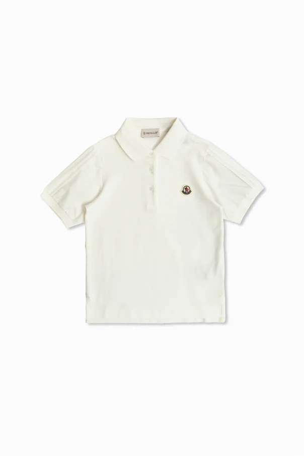BIAŁY  Bawełniane polo z naszywką z logo