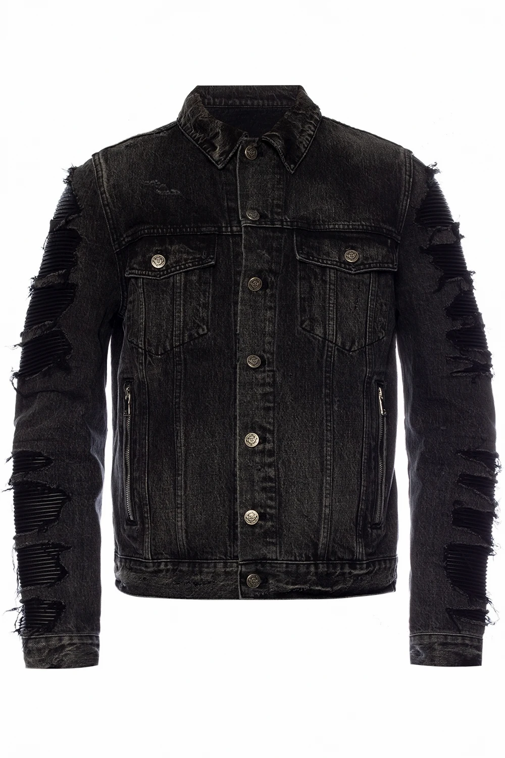 Jeansowa kurtka z przetarciami