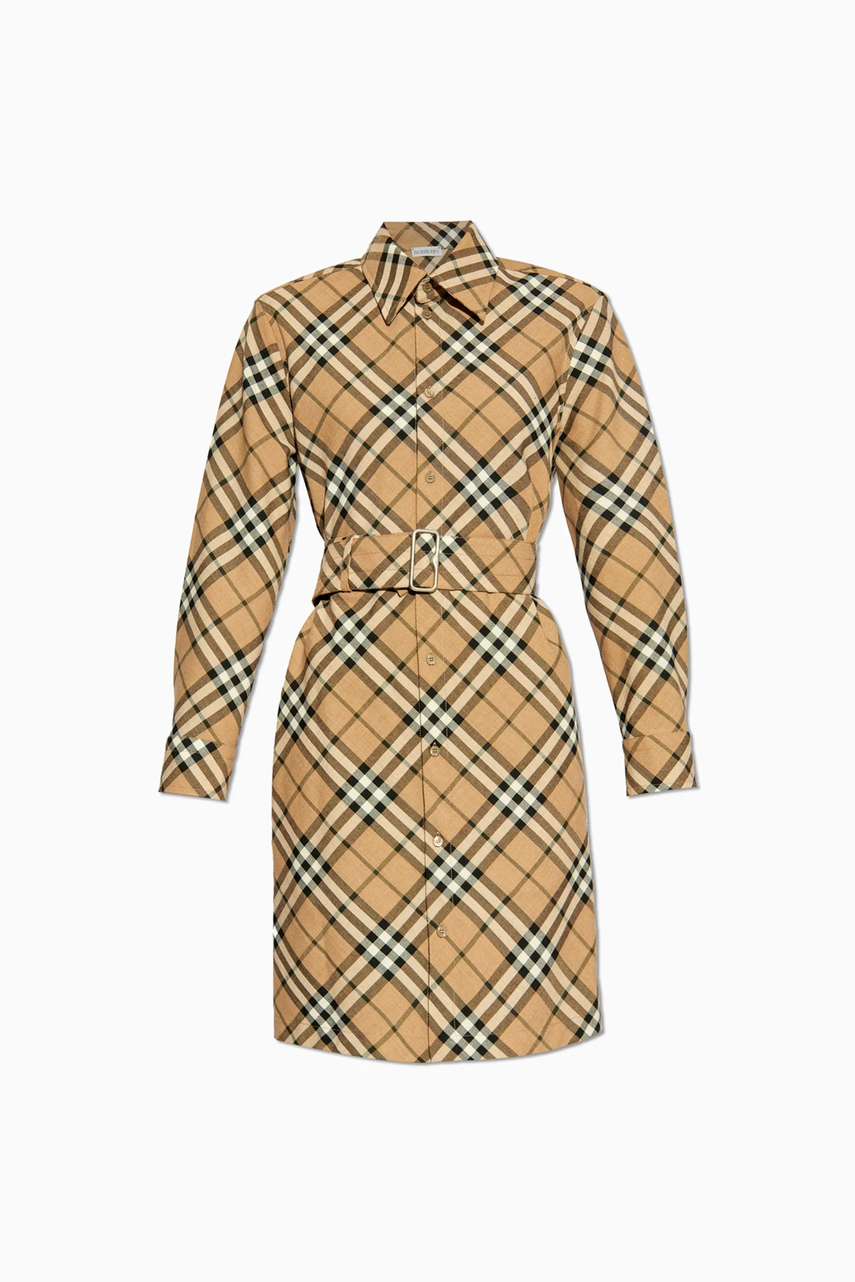 beige Burberry Check Pattern Dress