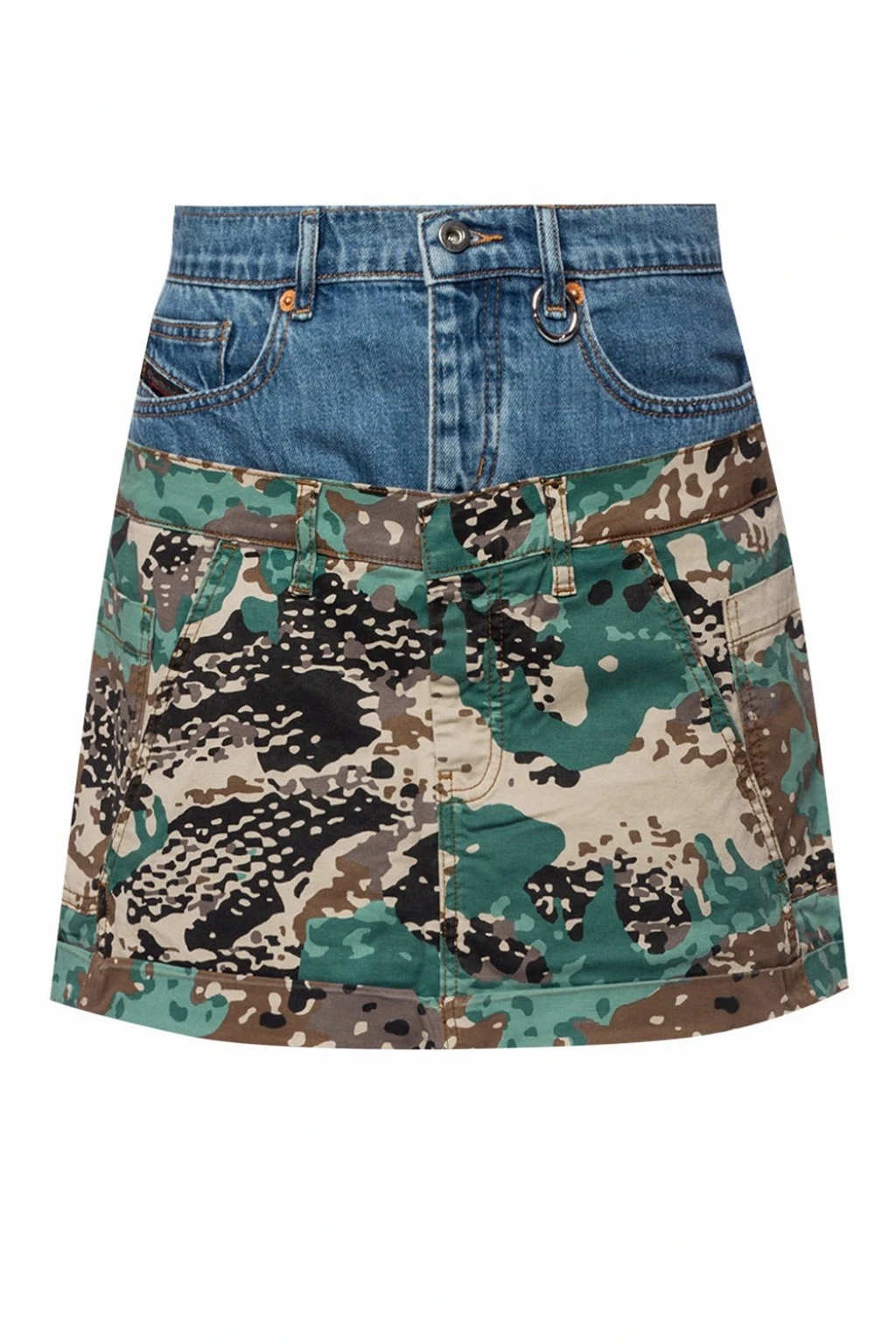 Camo denim skirt