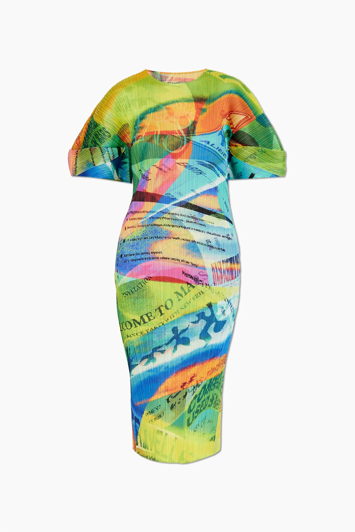 Plissiertes Kleid mit Druck