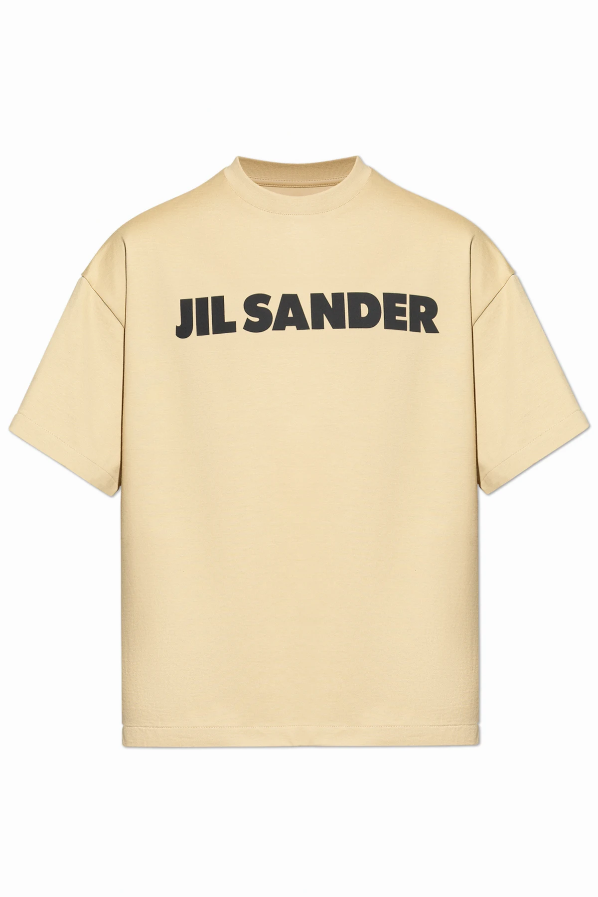 beżowy T-shirt z logo