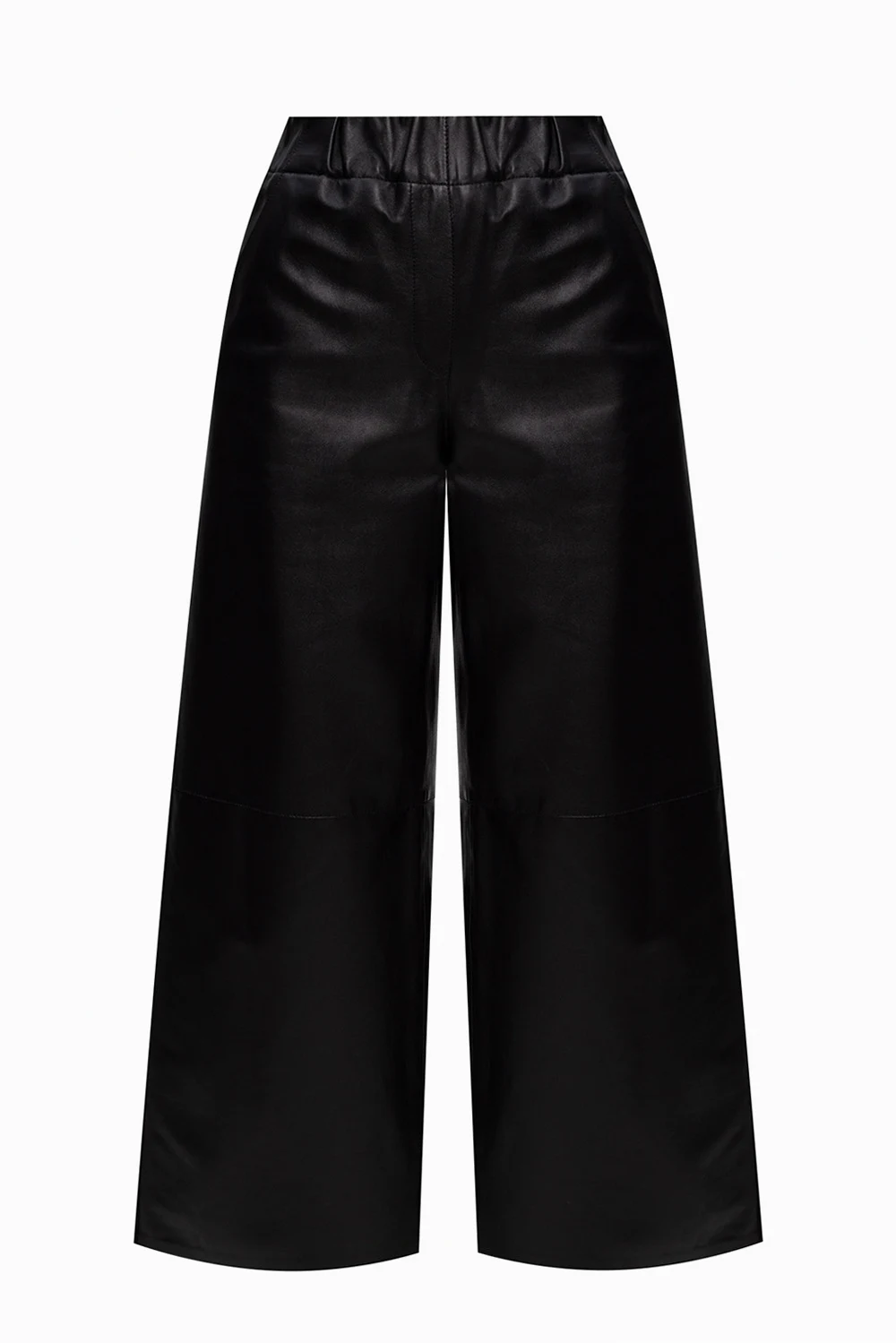 Wide-legged leather trousers
