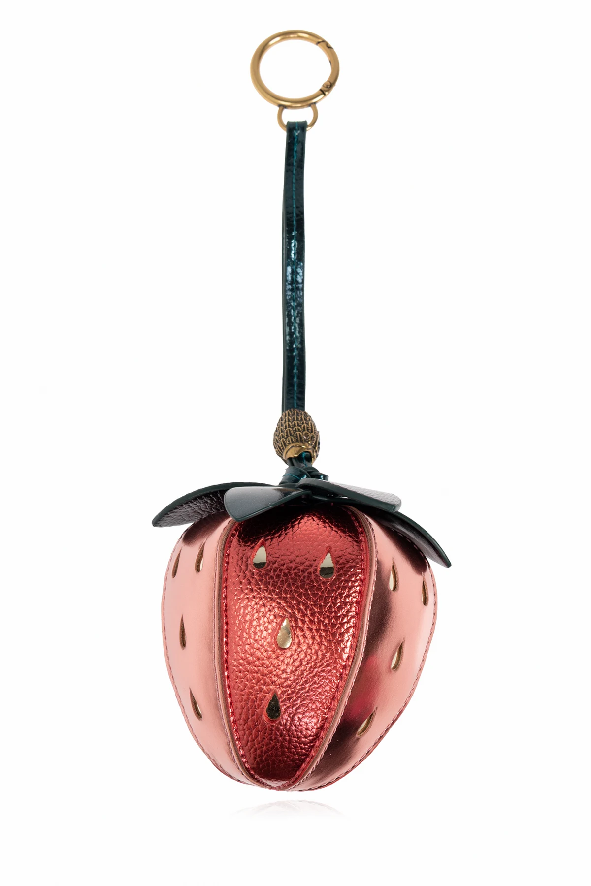 Keychain with a strawberry-shaped charm