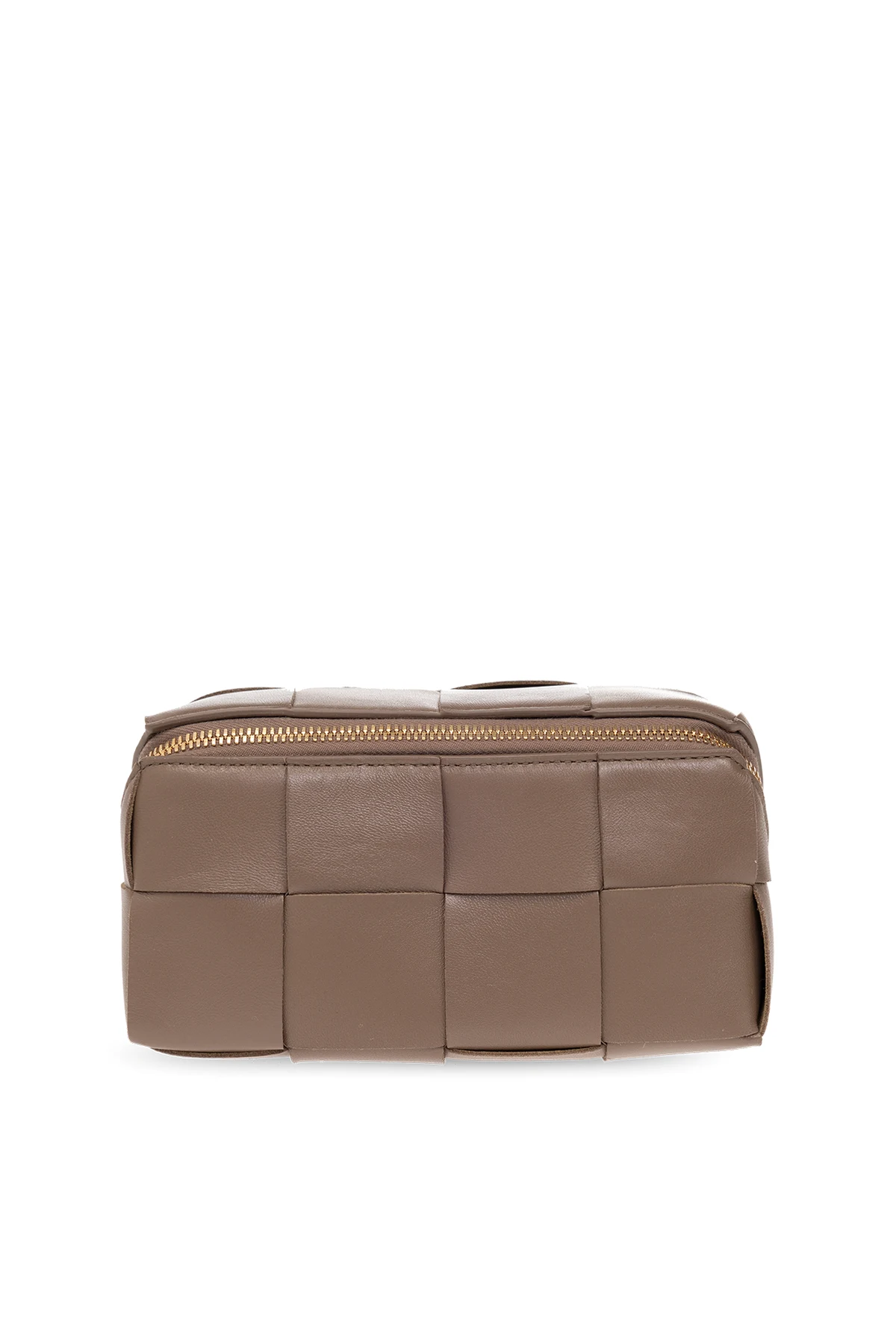 BRĄZOWY Skórzana kosmetyczka