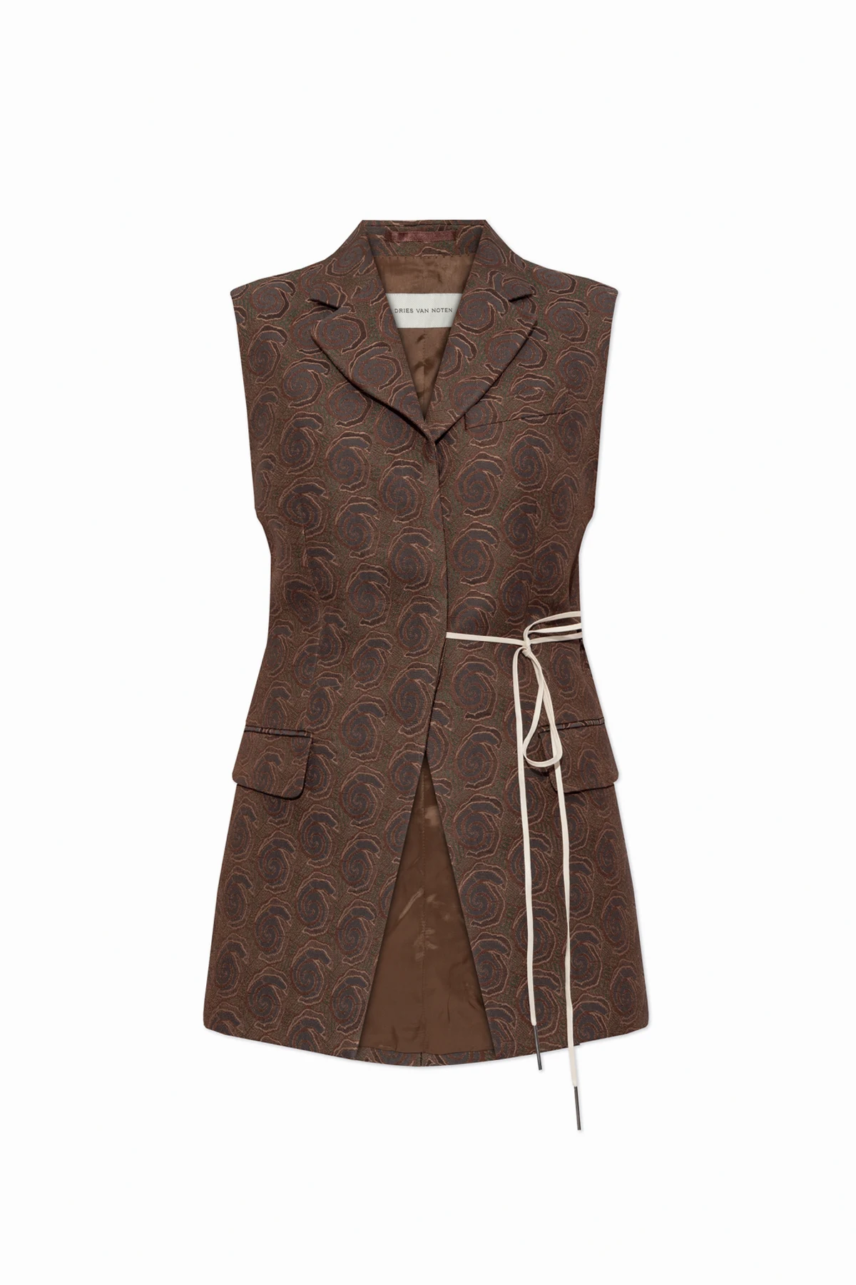 BRĄZOWY Kamizelka ze wzorem