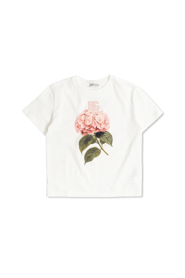 BIAŁY  T-shirt z motywem kwiatowym