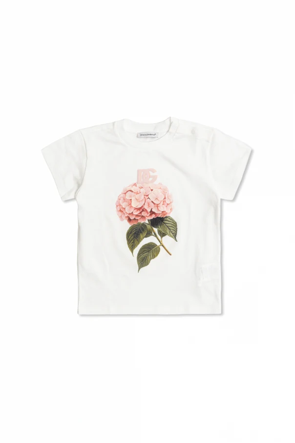 BIAŁY  T-shirt z motywem kwiatowym