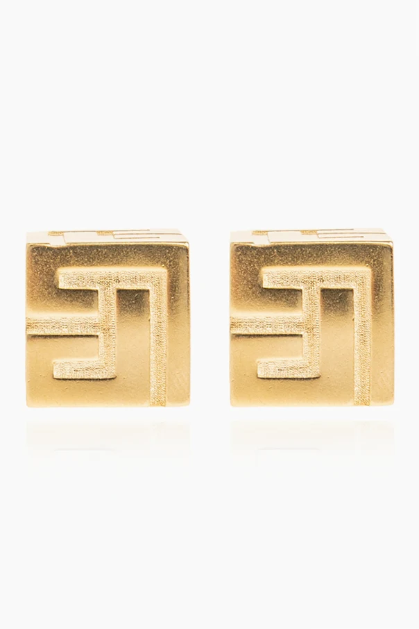 ZŁOTY Mosiężne kolczyki z wygrawerowanym logo