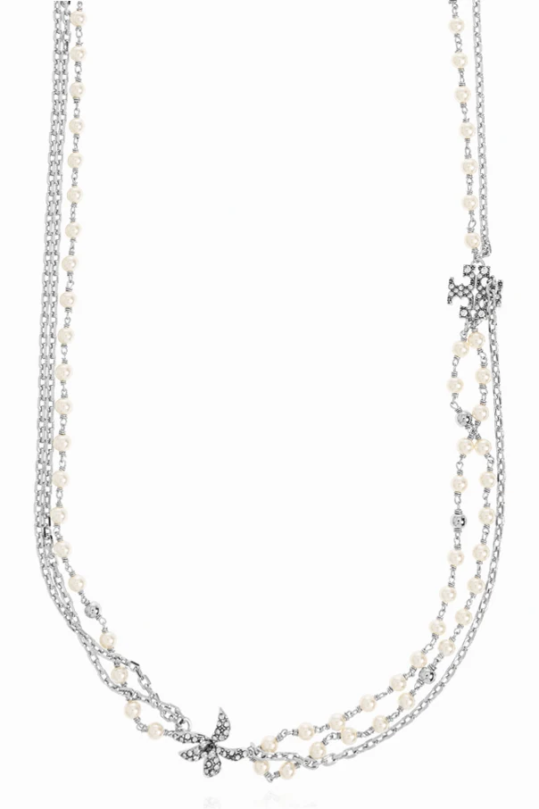 SILBER Kurze Halskette mit Glasperlen