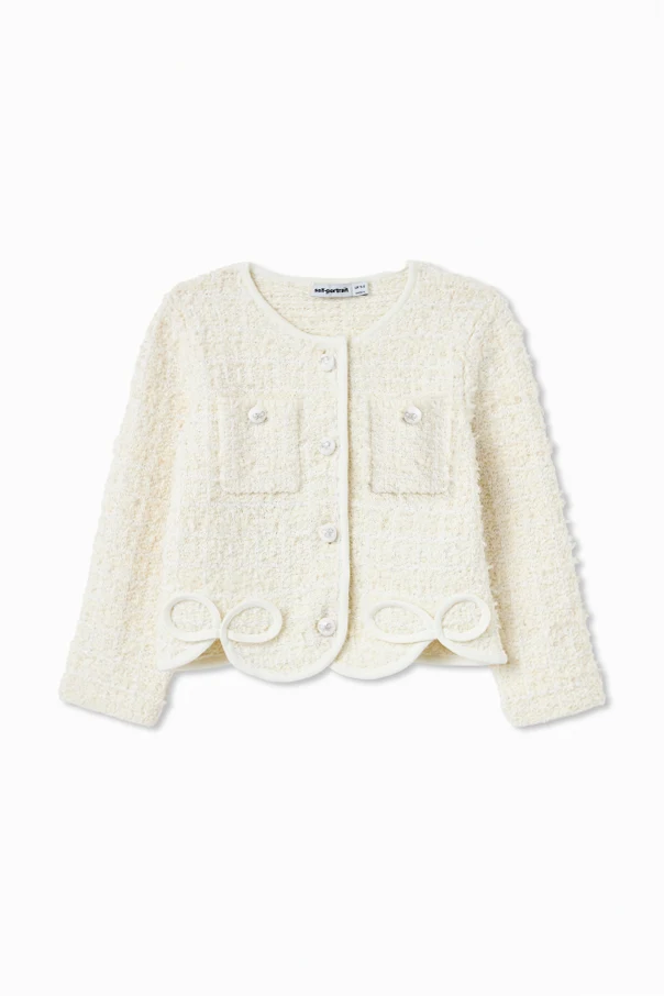 kremowy Kardigan z dekoracyjnym wykończeniem