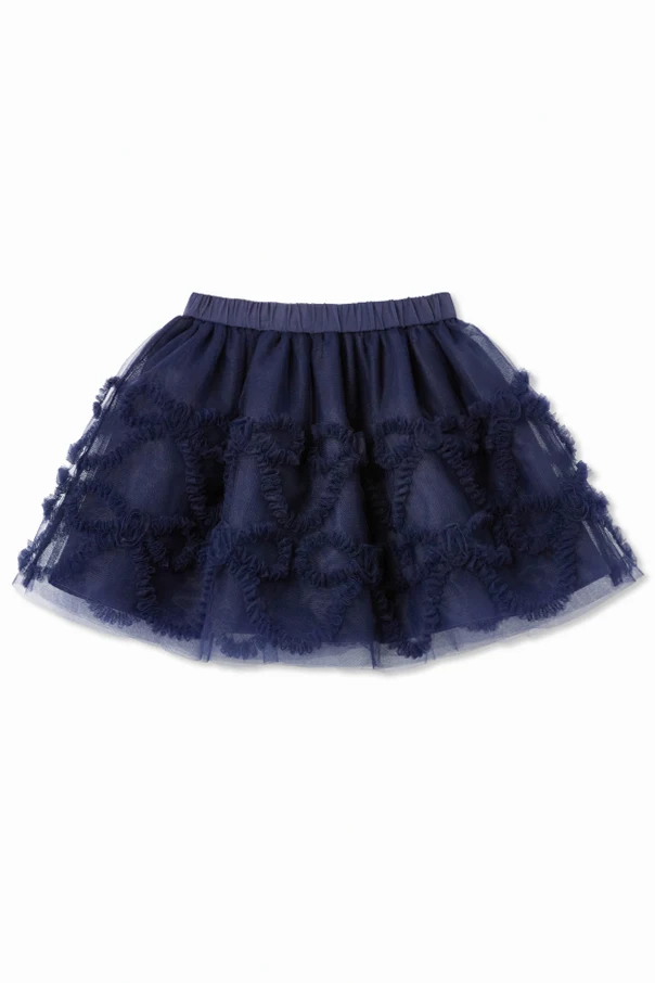 GRANATOWY Spódnica z tiulowym wykończeniem