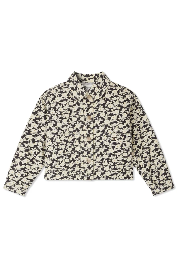 SCHWARZ Jacke mit Blumenmuster