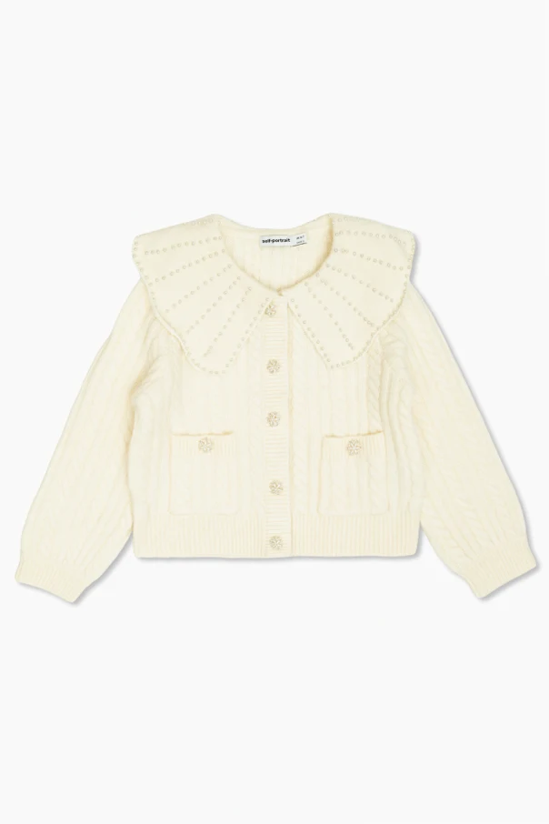 CREME Strickjacke mit Perlenapplikationen