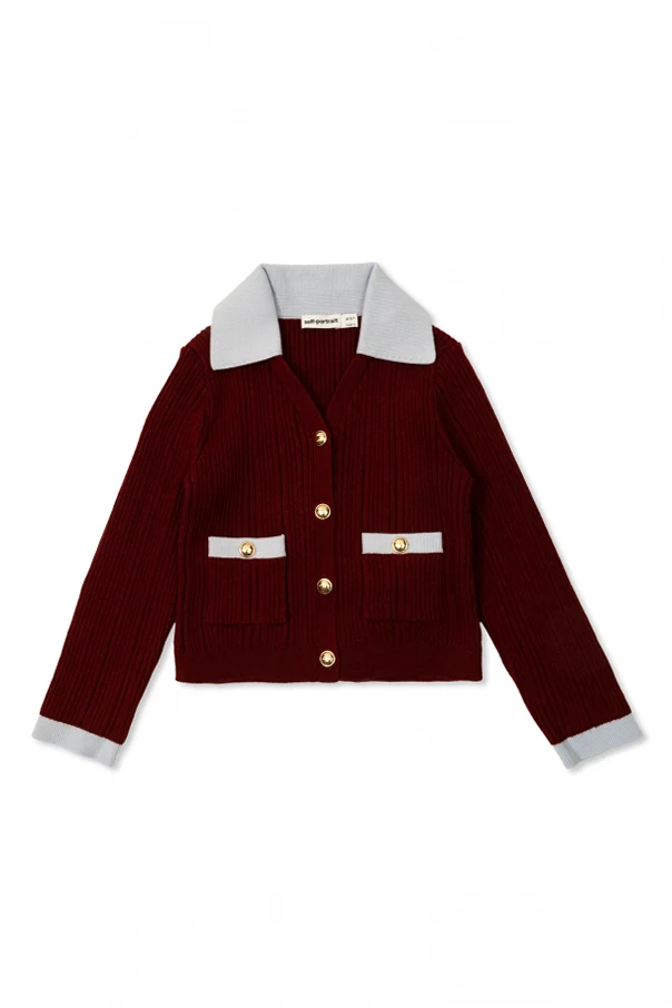 BURGUNDER Gerippte Strickjacke