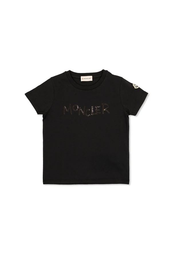CZARNY T-shirt z cekinowym logo