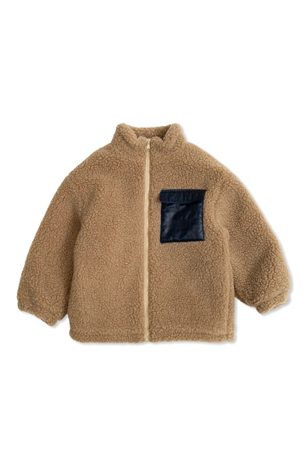 BEIGE Felljacke mit Tasche