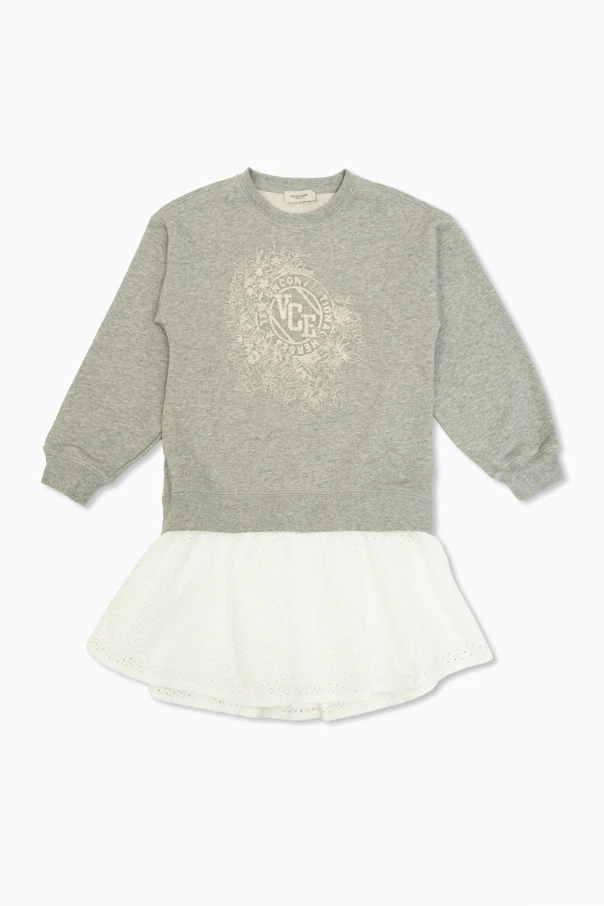 GRAU Kleid mit gesticktem Logo