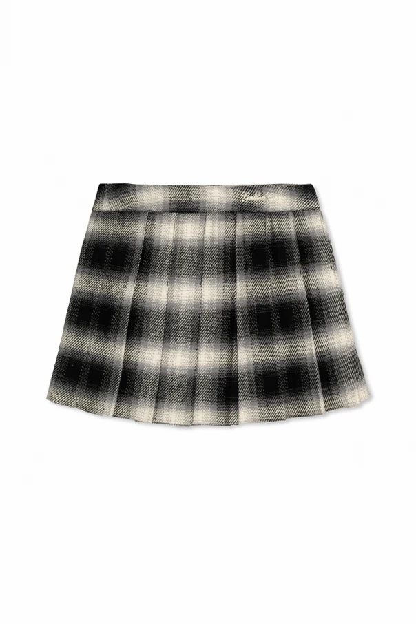 GRAU Plissierter Rock mit Karomuster