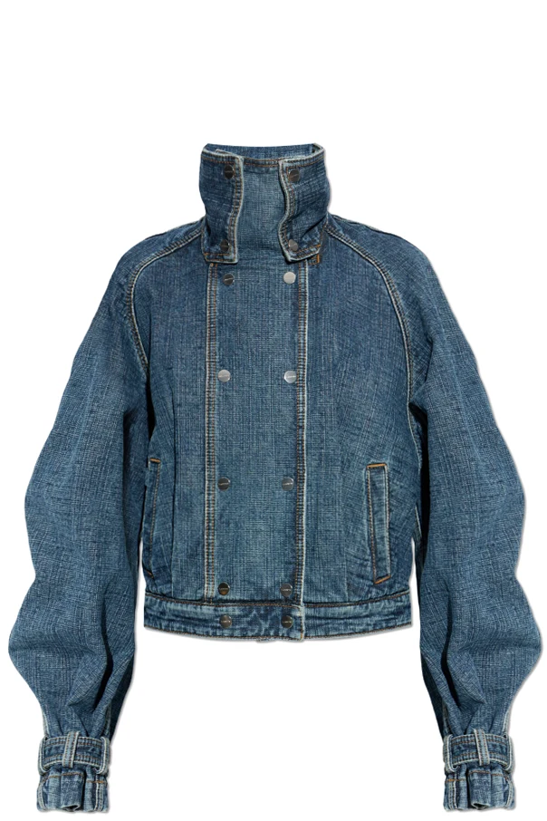 NIEBIESKI Jeansowa kurtka ze stójką