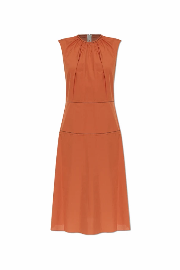 BRĄZOWY Bawełniana sukienka bez rękawów