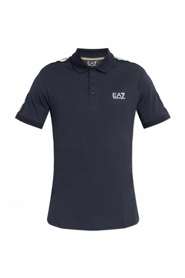 NAVY BLUE Polo with printed logo