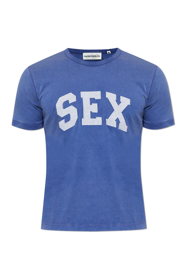 BLUE Cotton T-shirt with crew neck