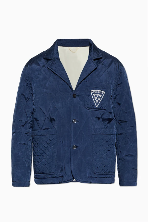 GRANATOWY Pikowana marynarka