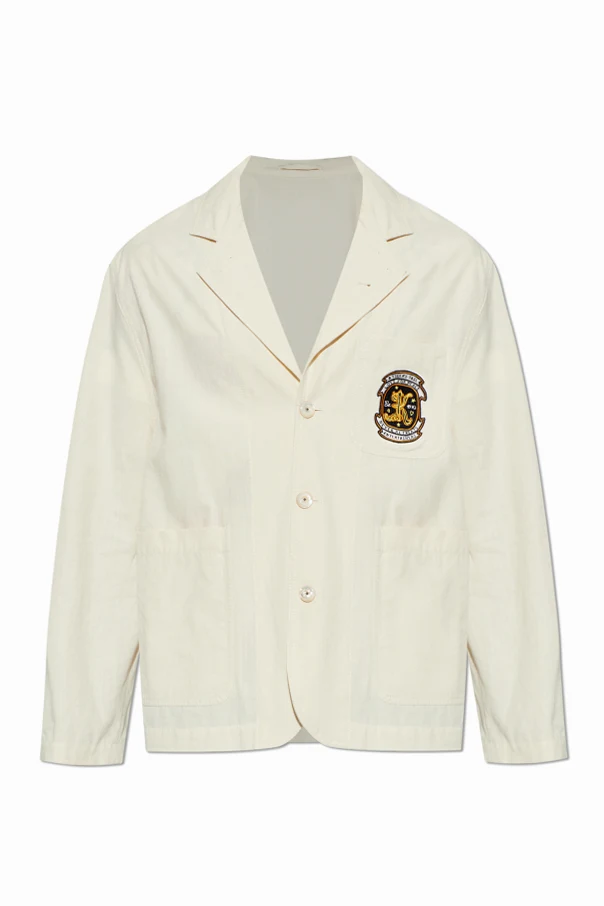 kremowy Marynarka z naszywką na kieszeni